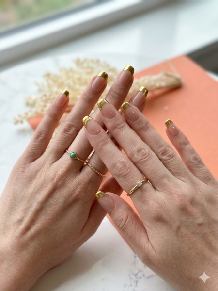 اظافر فرنش ذهبي