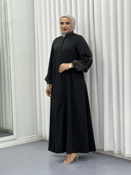 عباية اسود مع ازرار عالاكمام