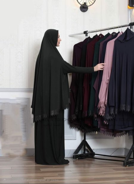 طقم صلاة لايكرا مع دانتيل